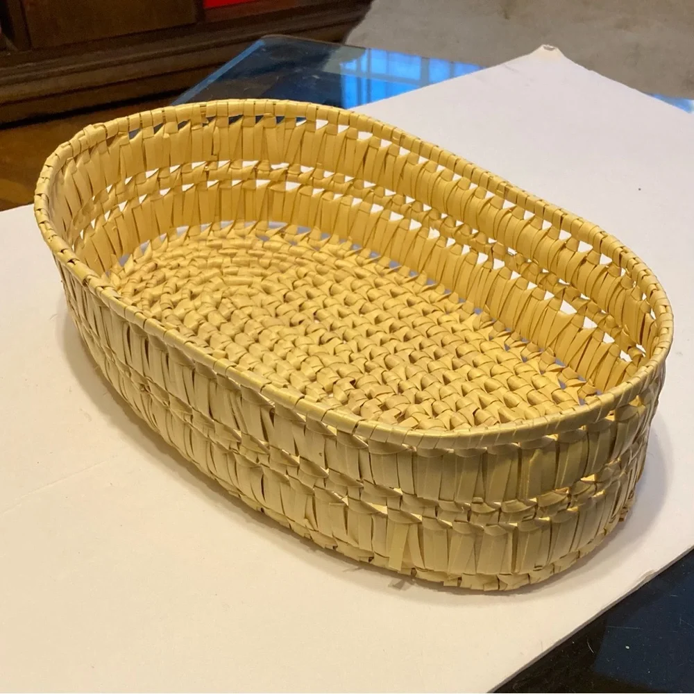 Rattan Weave Oval Basket  12.5 x 3.25 x 4 inches